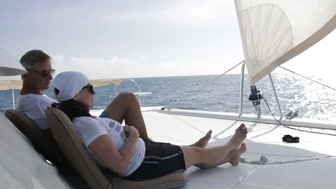 An active senior couple sailing 32 Stock Footage 99333794