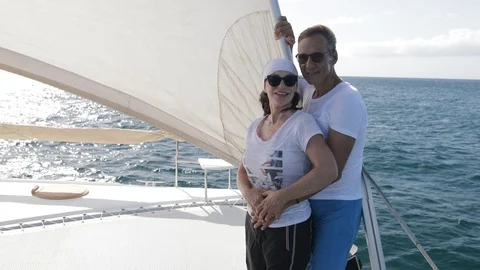 An active senior couple sailing 39 Stock Footage 99335710