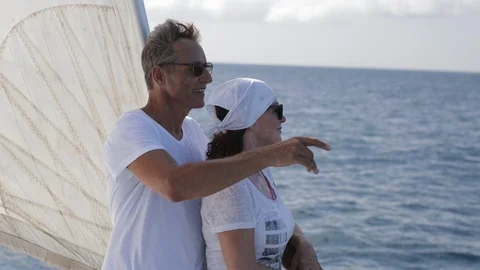 An active senior couple sailing 41 Stock Footage 99421457