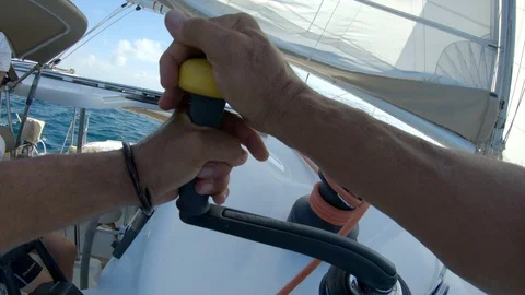 An active senior couple sailing 70 Stock Footage 99341103
