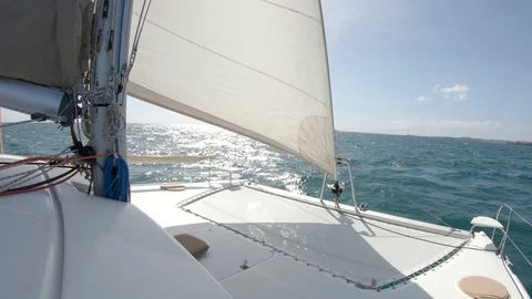 An active senior couple sailing 73 Stock Footage 99341295