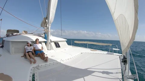 An active senior couple sailing 78 Stock Footage 99342646