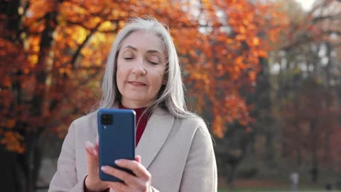 Active senior people with digital technology concept.Smiling elderly gray-haired Stock Footage 205085177