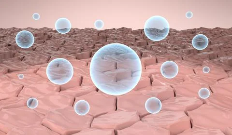 Active Serum Molecules Working on Skin Layer - 3d illustration Illustrazione stock