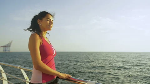 Active sexy woman posing on camera after morning jogging Stock Footage 68856941