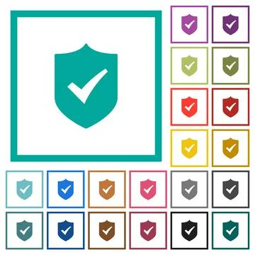 Active shield solid flat color icons with quadrant frames Stock Illustration