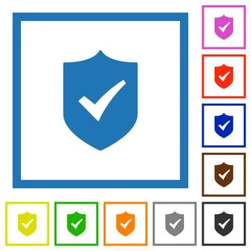 Active shield solid flat framed icons Stockillustratie