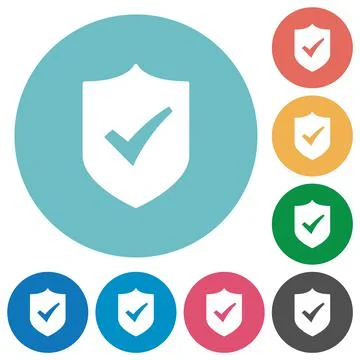 Active shield solid flat round icons Stock Illustration