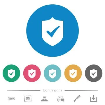 Active shield solid flat round icons Stock Illustration