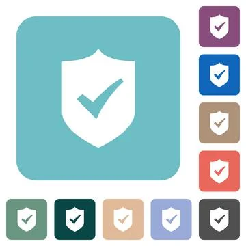 Active shield solid rounded square flat icons Stock Illustration