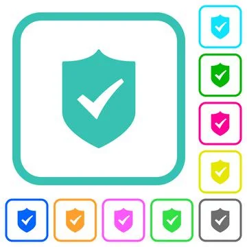 Active shield solid vivid colored flat icons Stock Illustration