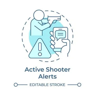 Active shooter alerts soft blue concept icon Stock Illustration