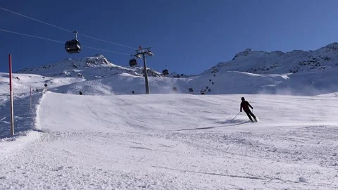 Active ski run for mountain sports in European Ski Resort Hochgurgl Stock Footage 250480429