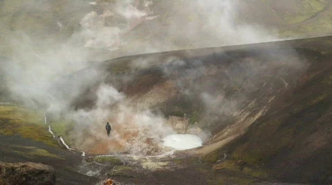 Active Steam Pools, Iceland Stock Footage