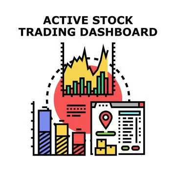 Active stock trading dashboard analyzing financial market data イラスト素材