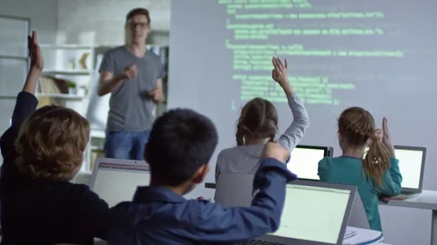 Active Students in Coding Class Stock Footage 86693338