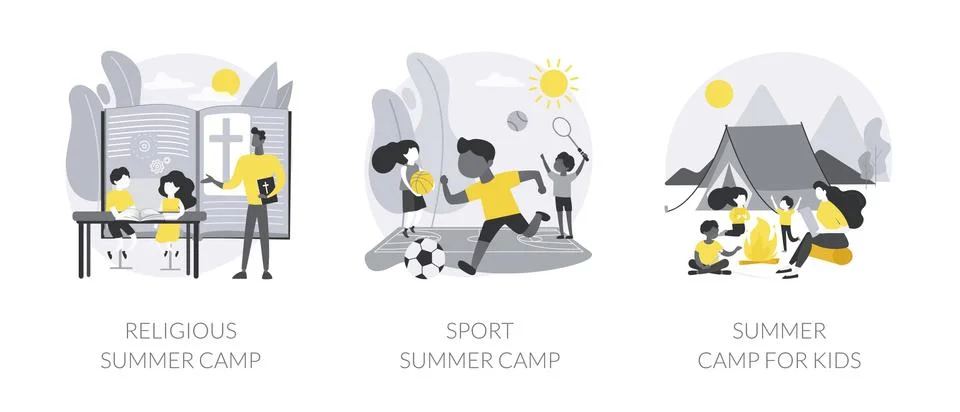 Active summertime abstract concept vector illustrations. Stock Illustration