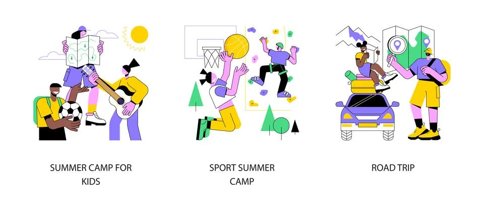 Active summertime abstract concept vector illustrations. Stock Illustration