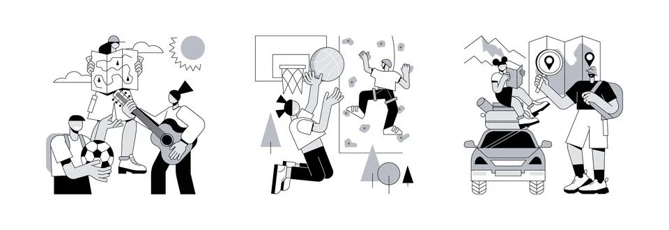 Active summertime abstract concept vector illustrations. 스톡 일러스트