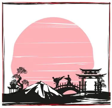 Active tae kwon do martial arts fighters combat fighting and kicking sport si Stock Illustration