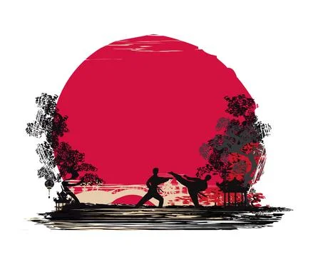 Active tae kwon do martial arts fighters combat fighting and kicking sport .. Stock Illustration