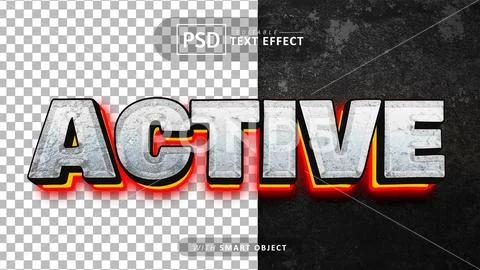 Active text - editable 3d font effects Modello PSD