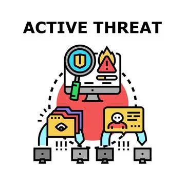 Active threat detecting and protecting data network Stock Illustration