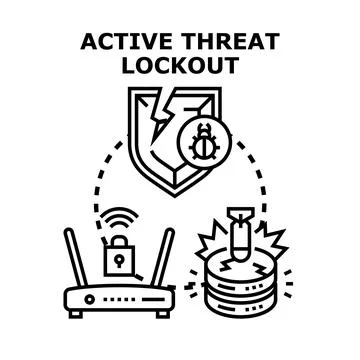 Active threat lockout concept protecting network data Stock Illustration