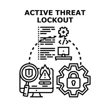 Active threat lockout stopping cybersecurity attack with firewall concept 스톡 일러스트