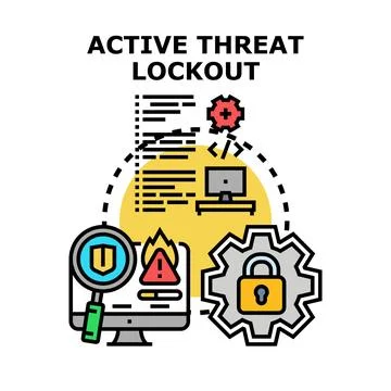 Active threat lockout stopping cybersecurity attack with firewall concept Stock Illustration