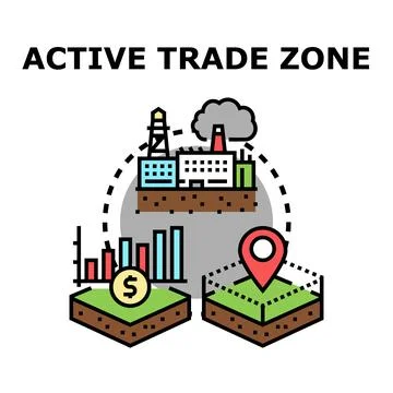 Active trade zone business area development concept Stock Illustration