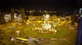 Active traffic on circle road around fountain on Plaza de Espana in Barcelona 4k or 4k+ Resolution