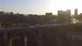 Active traffic in city, cars driving across bridge, transport infrastructure 4k or 4k+ Resolution