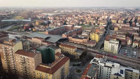 Active Train Station of Parma. Trains in and out - Italy Stockbeeldmateriaal 308991246