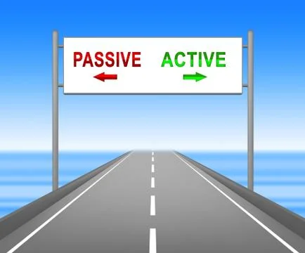 Active Versus Passive Sign Represents Proactive Strategy 3d Illustration Stockillustratie