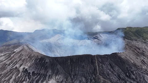 ⁠Active Volcanic Crater with Gas Plume at Mount Bromo East Java Indonesia Video stock 344891702