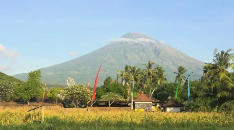 The active volcano Agung. Bali's highest and most sacred mountain Stock Footage 65004387
