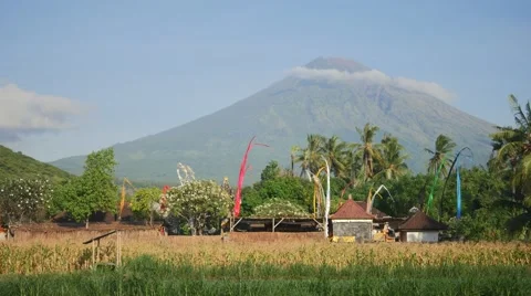 The active volcano Agung. Bali's highest and most sacred mountain Stock Footage 65004432