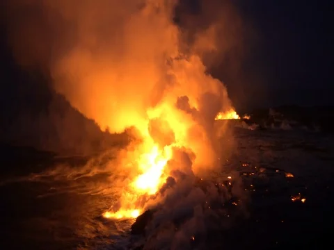 Active Volcano Bubbling Lava Hawaii 14 Stock Footage 72035810