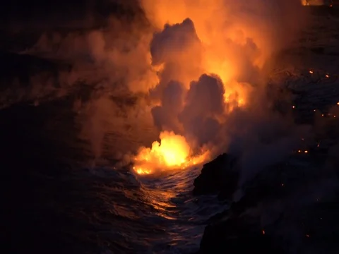 Active Volcano Bubbling Lava Hawaii 13 Stock Footage 72060859