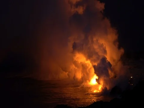 Active Volcano Bubbling Lava Hawaii 5 Stock Footage 72071912