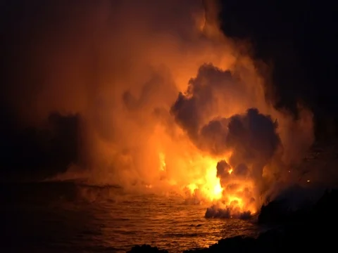 Active Volcano Bubbling Lava Hawaii 4 Stock Footage 72072368