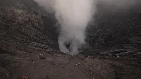 Active volcano with a crater mount bromo east java Stock Footage 258313764