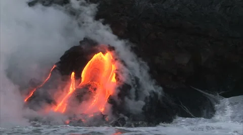 Active volcano disgorging hot lava Stock-Footage 44231366