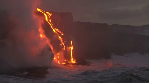 Active volcano disgorging hot lava Stock-Footage 44671699