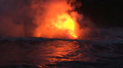 Active volcano disgorging hot lava 스톡 동영상 44672093