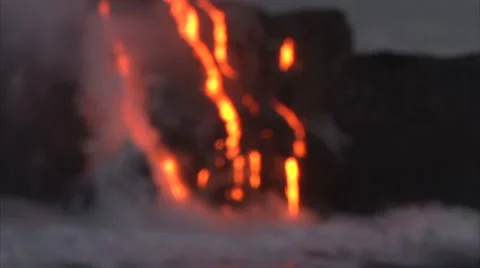 Active volcano disgorging hot lava Stock-Footage 44672118