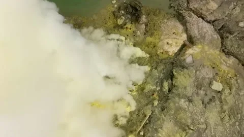 Active volcano Ijen. East Java. Indonesia. Drone flights over the crater. Video Stock Footage 138621375