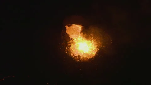Active Volcano Lava Eruption 4K 50FPS Stock Footage 205012516
