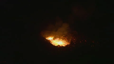 Active Volcano Lava Eruption 4K 50FPS Stock Footage 205013030